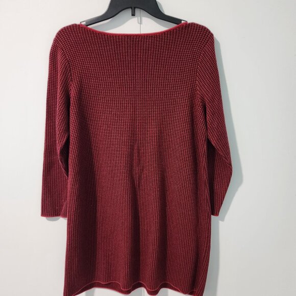 J.Jill Houndstooth Red Black Long Sleeve Pullover Sweater Dress-Medium Petite - Picture 6 of 6